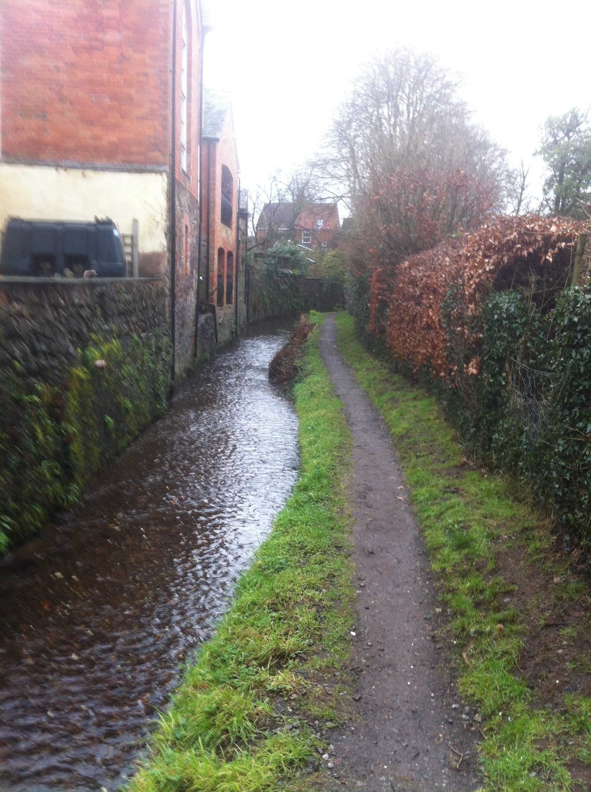 View of leat behind Congregational Chapel
